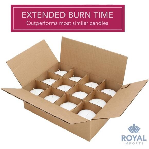 White Floating Candles 3" - Made in USA Pack of 12 Unscented Dripless Wax Discs - Picture 4 of 7